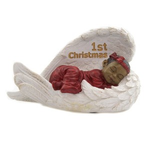 Black Art 3.5 Inch Baby Girl 1St Christmas Angel Wings Figurines - 1 of 3