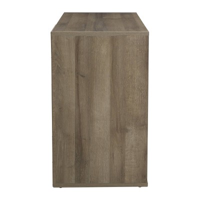 Contemporary Grey Oak 40" Home Office Desk with Drawer and Open Storage