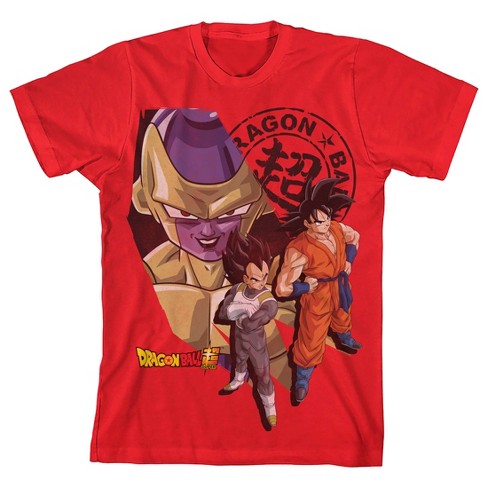 Dragon Ball Super Group Character Art And Kanji Logo Boy's Red T-shirt ...