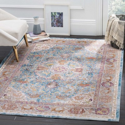Aria Blue and Orange Hand-Knotted Wool Area Rug