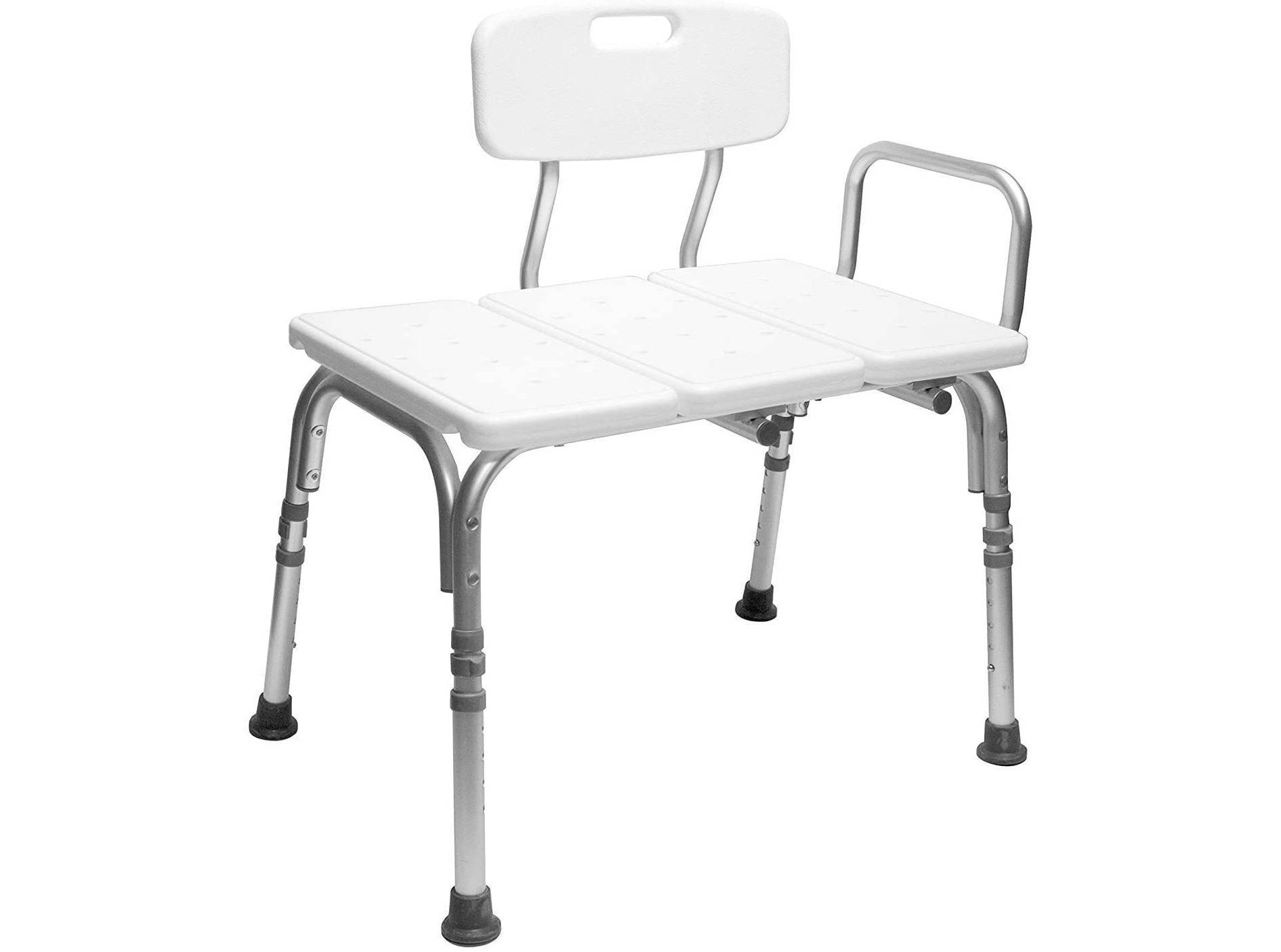Carex Bathtub Transfer Bench - Height-Adjustable Steel Bathroom Safety Seat with Back