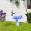 Gulches 21 Qt Blue Gray Ceramic Floral Pattern Bird Bath with Glossy Ombre Finish Outdoor (17x17x18 in) 1-Pack - 2 of 4