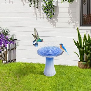 ORRD Ceramic Bird Bath for Outdoors, Elegant Tall Pedestal Glazed Birdbath with Rose Ombre Swirl Pattern, Lightweight Garden Decor for Patio Lawn - 1 of 4