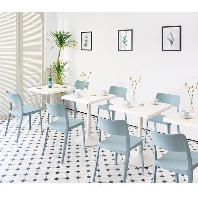La Vie Baby Blue Resin Stackable Armless Dining Chairs, Set of 2