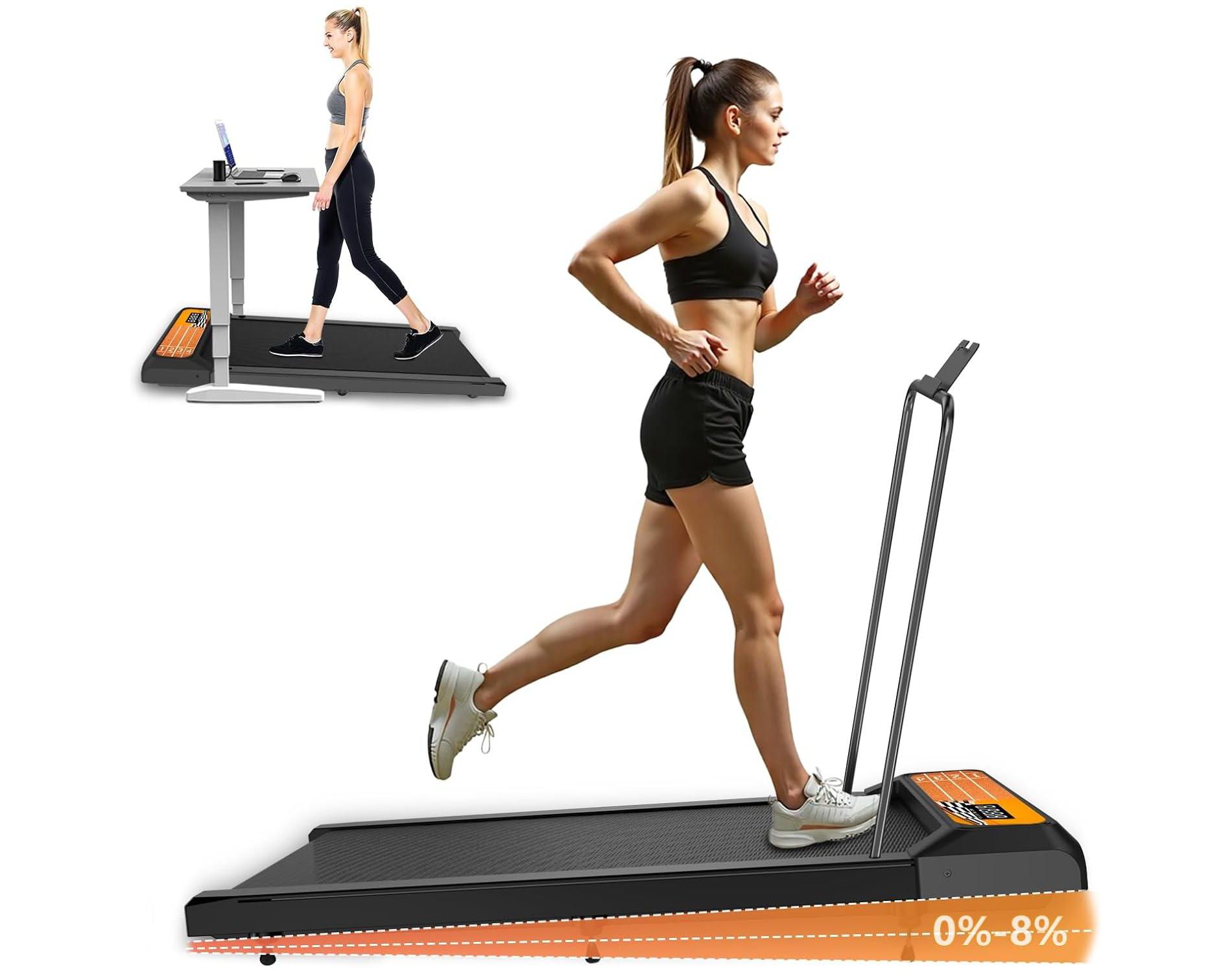 MAICIFI 3 in 1 Walking Pad Treadmill with Incline Handle Bar 25HP Under Desk Low Noise Foldable for Office 270Lbs Capacity Remote LED Touch Screen