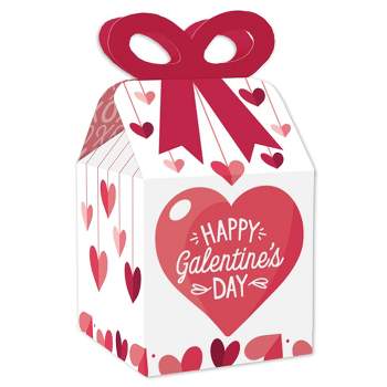 Big Dot of Happiness Happy Galentine's Day - Square Favor Gift Boxes - Valentine's Day Party Bow Boxes - Set of 12