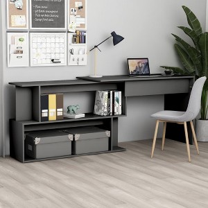 vidaXL Corner Desk Gray 78.7"x19.7"x29.9" Engineered Wood - 1 of 4