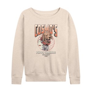 Women's - Marvel - Guardians of the Galaxy Cosmos Puppy Training Lightweight French Terry Wide Neck Long Sleeve Shirt - 1 of 4