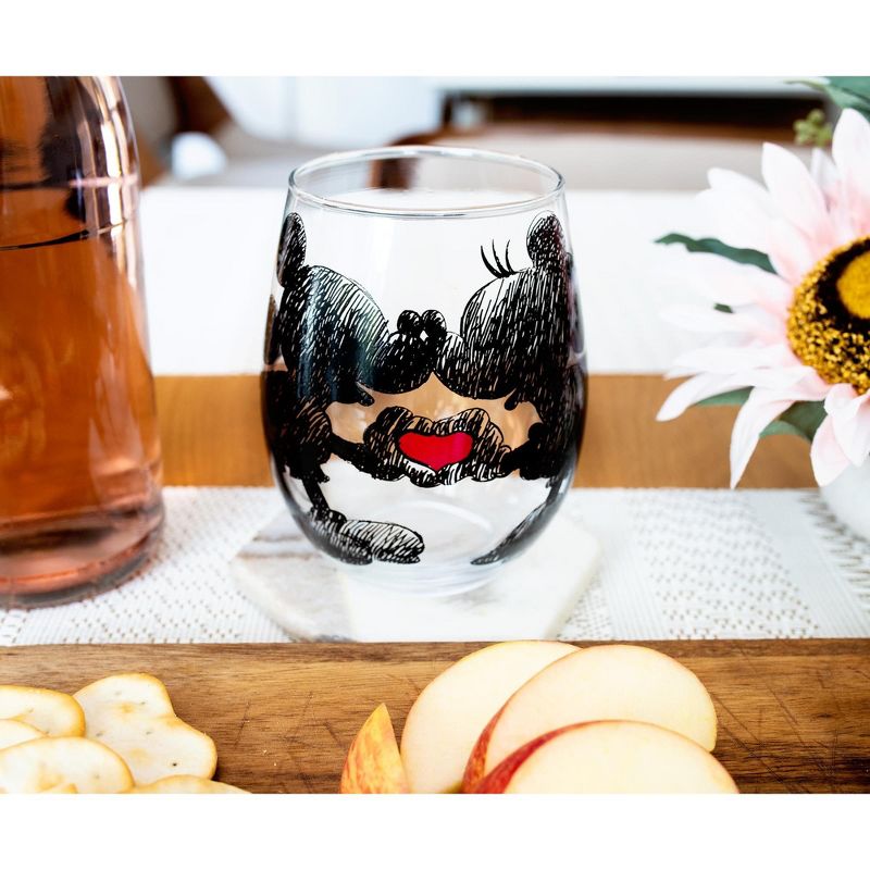Silver Buffalo Disney Mickey and Minnie Mouse Teardrop Stemless Wine Glass | Holds 20 Ounces, 4 of 7