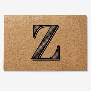 Personalization Mall Noir Initial 18x27 Synthetic Coir Doormat - 1 of 1
