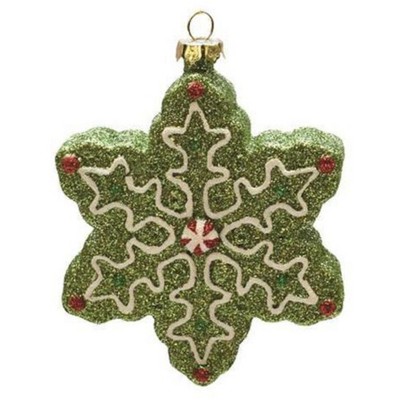 Northlight 4" Glitter Shatterproof Snowflake Christmas Ornament - Green/White