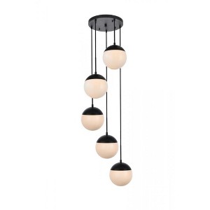 Elegant Lighting Eclipse 5 Lights Black Pendant With Frosted White Glass - 1 of 4