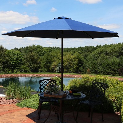 Navy Blue 9-Foot Aluminum Market Patio Umbrella with Auto Tilt