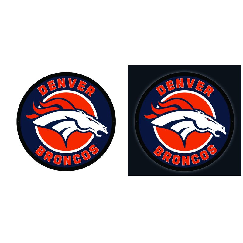 Evergreen Ultra-Thin Edgelight LED Wall Decor, Round, Denver Broncos- 23 x 23 Inches Made In USA, 1 of 7