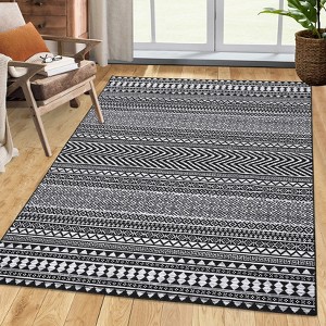 Geometric Rug for Living Room Washable Area Rugs, Non-Slip Bathroom Stain Resistant Floor Carpet - 1 of 4