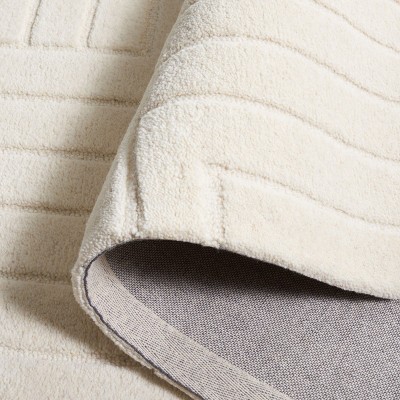 Ivory Hand-Tufted Wool Square Area Rug, 6'