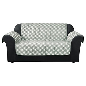 Furniture Flair Gingham Plaid Loveseat Furniture Protector Gray - Sure Fit