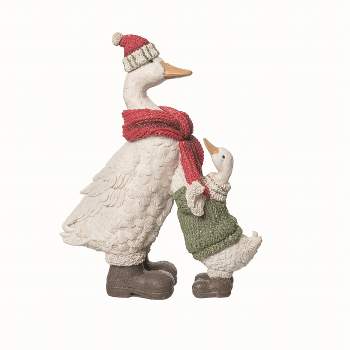 Transpac Resin White Christmas Farm Duck Decor