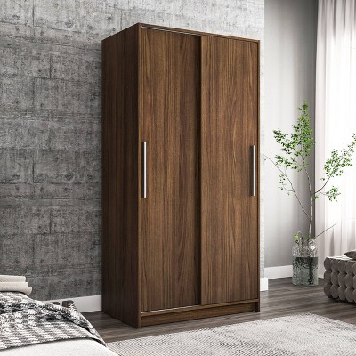Denmark Dark Brown 71" Modern Wardrobe with Sliding Doors