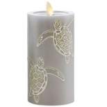 Luminara - Sandy Grey Sea Turtle Flameless Candle Pillar - Recessed Top Unscented