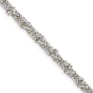 Black Bow Jewelry Mens 4mm Sterling Silver Fancy Solid Byzantine Chain Necklace - 1 of 4
