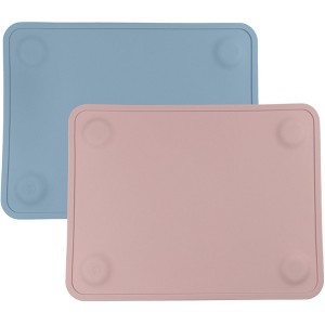 WeeSprout Silicone Suction Placemats for Babies, Toddlers & Kids, Durable Food Grade Silicone with Non-Slip Suction, Raised Edges Contain Mess, 2 Pack - 1 of 4