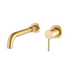 ChicFurnit Bathroom Sink Faucet Wall Mount Single Handle with Brass Rough in Valve for Bathroom, Gold, 12.01"*8.46"*2.95" - 1 of 4