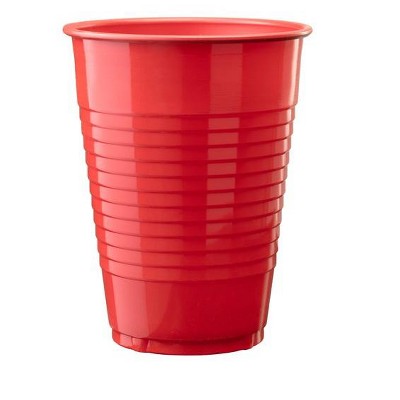 Exquisite 12 Ounce Disposable Red Plastic Cups-50 Count