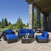 Tangkula 6PCS Patio Conversation Set Rattan Sectional Furniture Set w/ Navy Cushion - 4 of 4