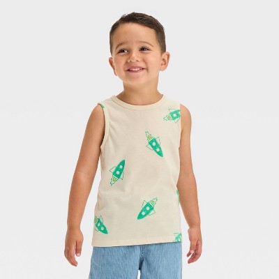 Image of Toddler Boys' Spaceship Printed Tank Top - Cat & Jack™ Beige 12M