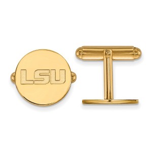 Black Bow Jewelry 14k Yellow Gold Plated Sterling Silver Louisiana State Fighting Tigers NCAA Cuff Links - 1 of 3