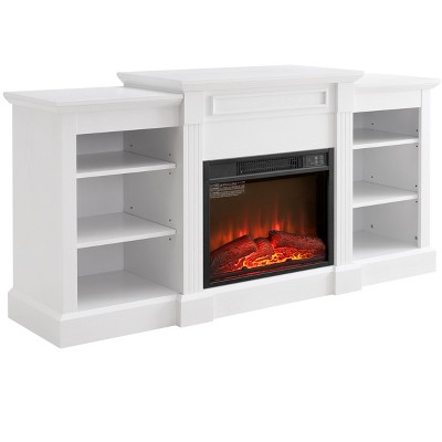 NicBex 65.75 Inch Fireplace TV Stand with Large Storage Space for TVs Up to 70",Media Entertainment Center with 23"Electric Fireplace Insert,White