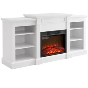 NicBex 65.75 Inch Fireplace TV Stand with Large Storage Space for TVs Up to 70",Media Entertainment Center with 23"Electric Fireplace Insert,White - 1 of 4