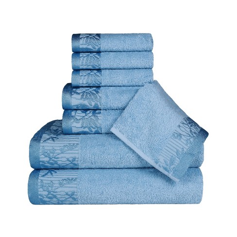 8pc Cotton Bath Towel Set Light Blue : Target