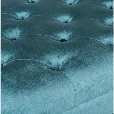 Abrosia Cyan Transitional 63'' Tufted Bedroom Bench with Acrylic Legs