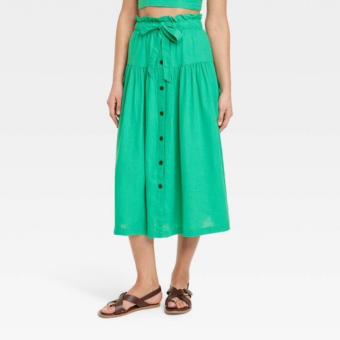 Green midi outlet skirt xs