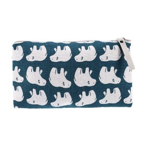 Unique Bargains Women's Polar Bears Large Cosmetic Bag Blue White 1 Pc - 1 of 3