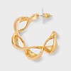 Two Row Textured Open Hoop Earrings - A New Day™ Gold: Nickel-Free Metal, Post Closure, 1.72" Length - 3 of 3