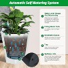 Tall Planters Set of 2, Large Flower Pot Outdoor and Indoor with 2 Trays and a Water Level Monitor and Wheels - 3 of 4