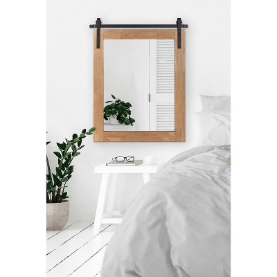 Rustic Brown and Black Wood Framed Wall Mirror
