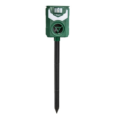 Sunnydaze Ultrasonic Animal Repeller with Flame Light and Mounting Pole - 19" H