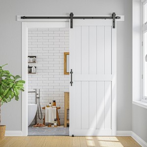 SMARTSTANDARD 84 in. Height White MDF Solid Core Interior Sliding Barn Door with Hardware Kit - 1 of 4