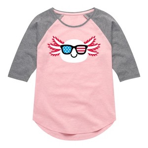 Girls' - Instant Message - American Sunglasses Axolotl Shirt Tail Raglan Graphic T-shirt - 1 of 4