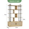 5 Tier Rattan Bookshelf, 71.1" Open Bookcase with Cabinet, Freestanding Display Rack with Metal Frame, Open Storage Rack for Bedroom - 2 of 4