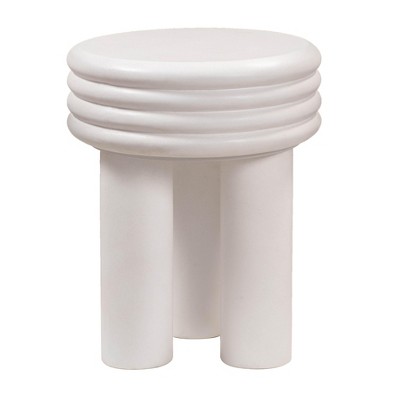 Delta Ivory Round Concrete Side Table - 14"x17"