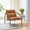 Accent Chair, Metal Framed Armchair, Synthetic Leather with Stitching, Mid-Century Modern, Sling Chair - 3 of 4