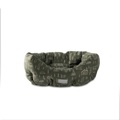 PetShop by Fringe Studio Camping Olive Round Cuddler Dog Bed - S