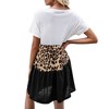 Anna-Kaci Women's Short Sleeve V-Neck Color Block Dress with Leopard Print Waist Detail and Flowy Hem - 2 of 4