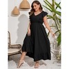 Clearlove Women's Summer Plus Size Dress Ruffle Cap Sleeveless V Neck Side Split Long Beach Maxi Dress - 2 of 4
