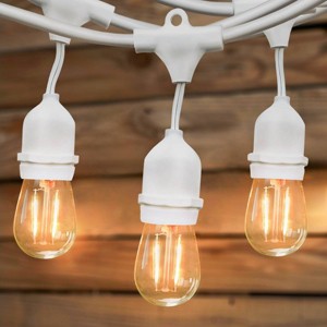 Brightech 15-Bulb LED Ambience Pro 2W 48ft 2700K S14 Indoor Outdoor Plug-in Hanging String Lights Clear Bulb White Wire - 1 of 4